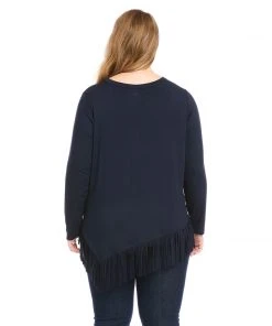 Karen Kane Plus Size Asymmetric Fringe Top New Arrivals