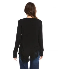 Karen Kane Asymmetric Fringe Top