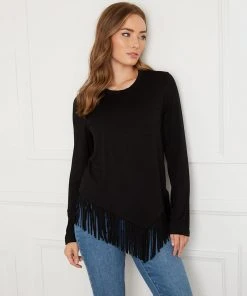 Karen Kane Asymmetric Fringe Top