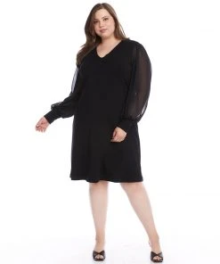 Karen Kane New Arrivals Plus Size Sheer Sleeve Dress