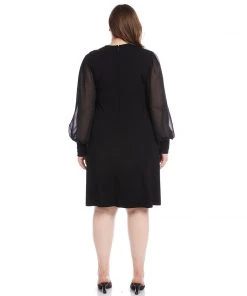 Karen Kane New Arrivals Plus Size Sheer Sleeve Dress