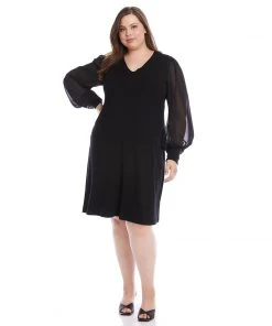 Karen Kane New Arrivals Plus Size Sheer Sleeve Dress