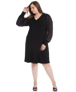 Karen Kane New Arrivals Plus Size Sheer Sleeve Dress