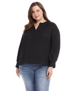 Karen Kane Plus Size Split Placket Blouse New Arrivals