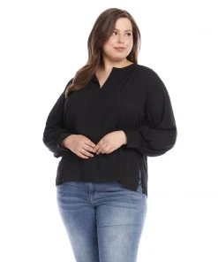 Karen Kane Plus Size Split Placket Blouse New Arrivals