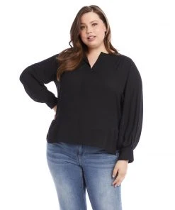 Karen Kane Plus Size Split Placket Blouse New Arrivals