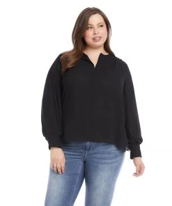 Karen Kane Plus Size Split Placket Blouse New Arrivals