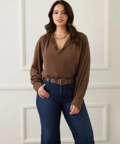 Karen Kane Plus Size Split Placket Blouse