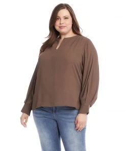 Karen Kane Plus Size Split Placket Blouse