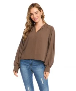 Karen Kane New Arrivals Split Placket Blouse