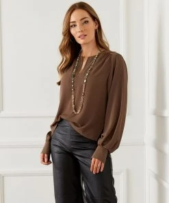Karen Kane New Arrivals Split Placket Blouse