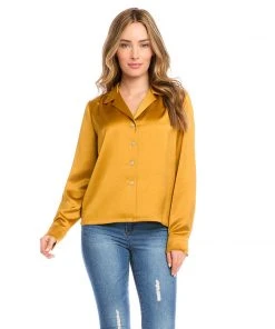 Karen Kane Petite Size Long Sleeve Button Up Shirt New Arrivals