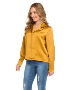 Karen Kane Petite Size Long Sleeve Button Up Shirt New Arrivals