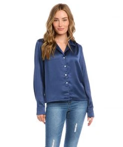 Karen Kane Petite Size Long Sleeve Button Up Shirt New Arrivals