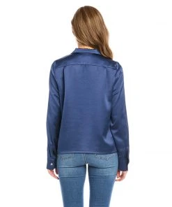 Karen Kane Petite Size Long Sleeve Button Up Shirt New Arrivals