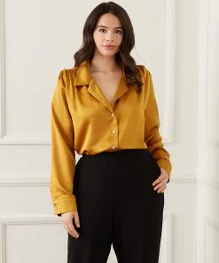 Karen Kane Plus Size Long Sleeve Button Up Shirt