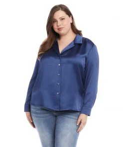 Karen Kane New Arrivals Plus Size Long Sleeve Button Up Shirt