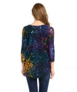 Karen Kane Petite Size Tie-Dye Burnout Shirttail Top