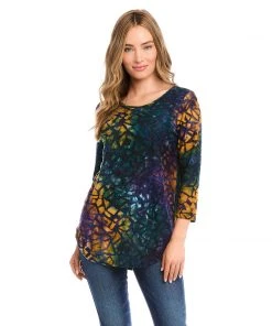 Karen Kane New Arrivals Tie-Dye Burnout Shirttail Top