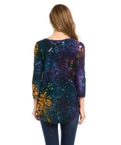 Karen Kane New Arrivals Tie-Dye Burnout Shirttail Top