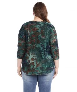 Karen Kane Plus Size Tie Dye Burnout Shirttail Top
