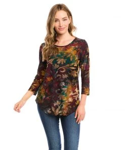 Karen Kane New Arrivals Petite Size Tie-Dye Burnout Shirttail Top