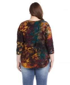Karen Kane Plus Size Tie Dye Burnout Shirttail Top