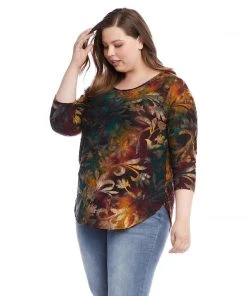 Karen Kane Plus Size Tie Dye Burnout Shirttail Top