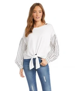 Karen Kane Clothing Contrast Tie-Front Top