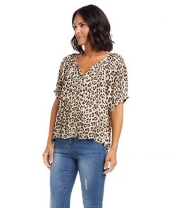 Karen Kane Petite Size Short Sleeve Peasant Top Clothing