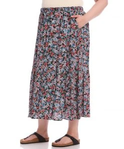 Karen Kane Plus Size Tiered Midi Skirt
