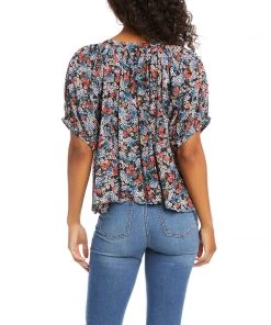 Karen Kane Plus Size Short Sleeve Peasant Top