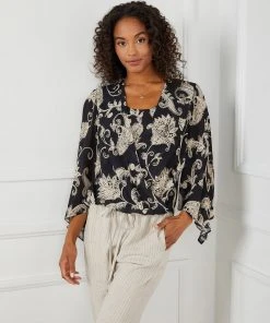 Karen Kane Angle Sleeve Crossover Top Clothing