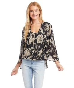 Karen Kane Angle Sleeve Crossover Top Clothing
