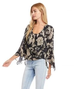Karen Kane Angle Sleeve Crossover Top Clothing