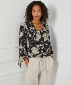 Karen Kane Angle Sleeve Crossover Top Clothing