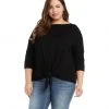 Karen Kane Plus Size 3/4 Sleeve Boatneck Top