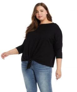 Karen Kane Plus Size 3/4 Sleeve Boatneck Top