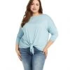 Karen Kane Plus Size 3/4 Sleeve Boatneck Top