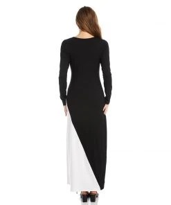 Karen Kane Split Color Long Sleeve Maxi Dress Clothing