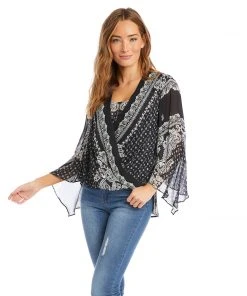 Karen Kane Angle Sleeve Crossover Top Clothing