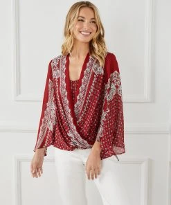 Karen Kane Angle Sleeve Crossover Top Clothing