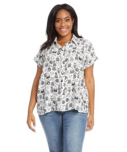 Karen Kane Plus Size Extended Sleeve Button-Up