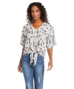 Karen Kane Clothing Petite Size Tie-Front Top