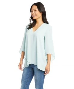 Karen Kane Bracelet Sleeve Asymmetric Top Clothing