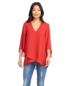 Karen Kane Tops Bracelet Sleeve Asymmetric Top