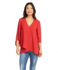 Karen Kane Tops Bracelet Sleeve Asymmetric Top