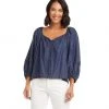 Karen Kane Contrast Stitch Peasant Top