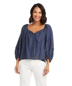 Karen Kane Sales 31 Karen Kane Contrast Stitch Peasant Top