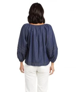 Karen Kane Contrast Stitch Peasant Top